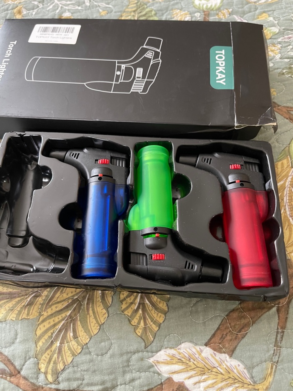 TOPKAY Torch Lighter - Black Box with Teal Logo